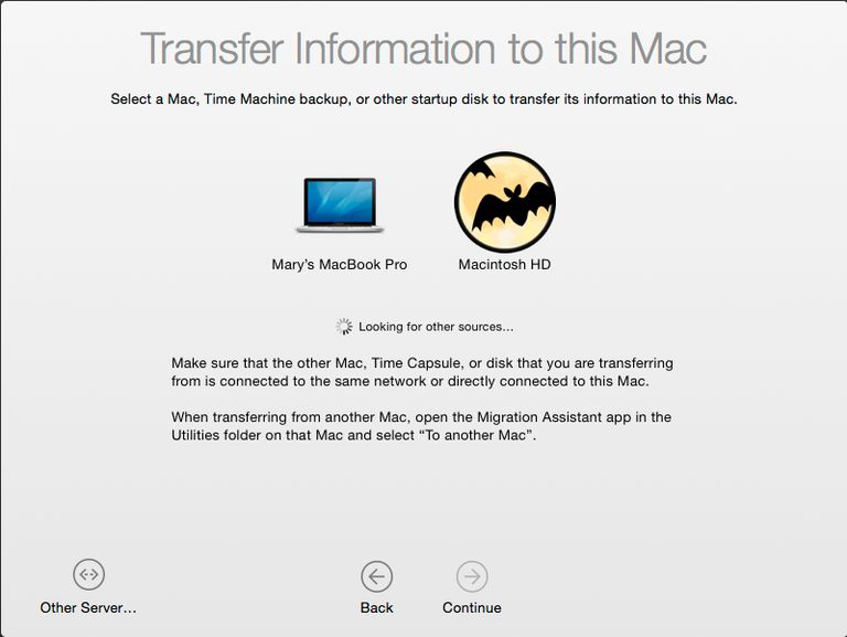 transfer information to this mac looking for other sources